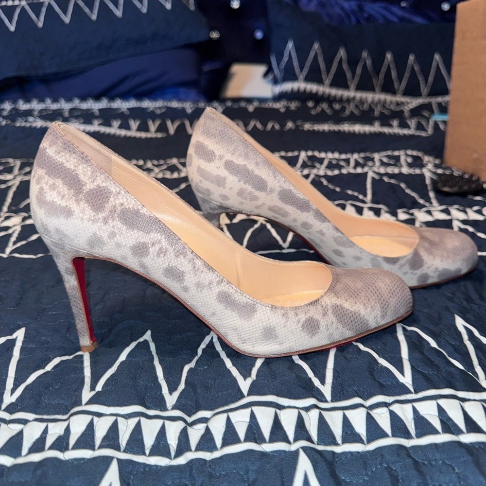 Louboutin Gray Patterned Women's Heels